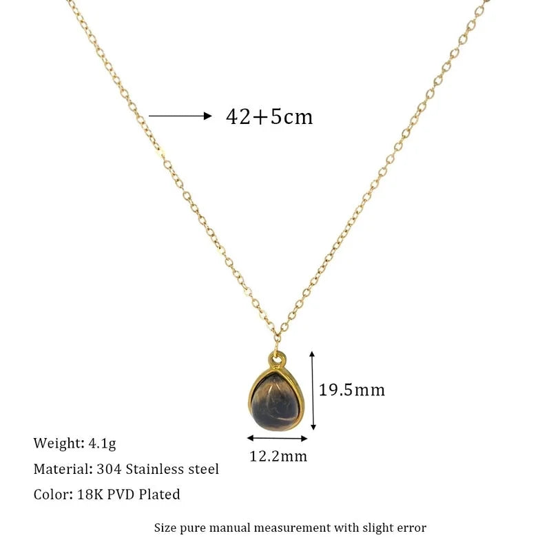 Retro Water Droplets 304 Stainless Steel Plating Pendant Necklace