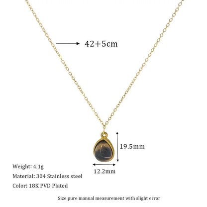 Retro Water Droplets 304 Stainless Steel Plating Pendant Necklace