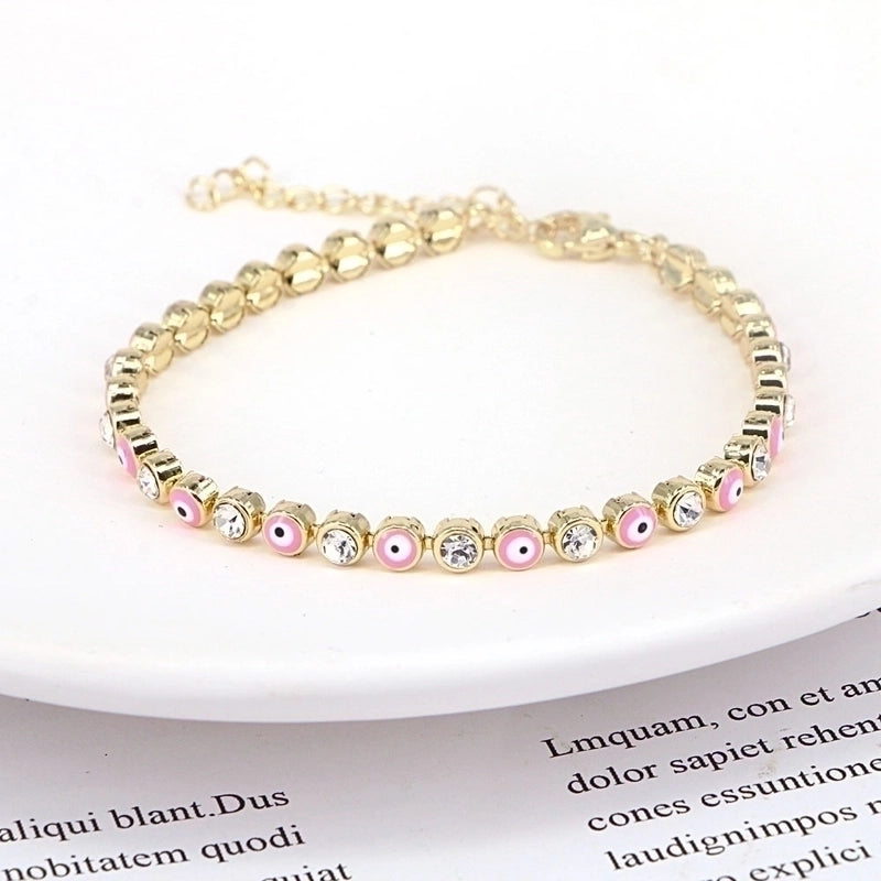 European And American New Fashion Copper Chain Inlaid Zircon Oil Dripping Devil\'s Eye Bracelet