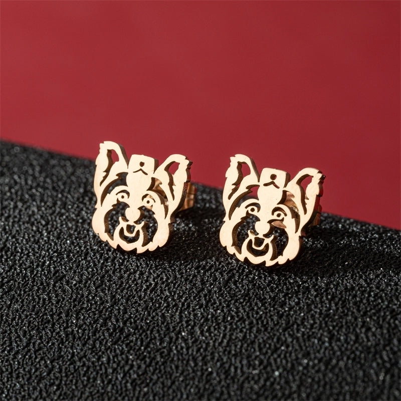 1 Pair Cute Basic Classic Style Dog Lion Cat Polishing Plating 304 Stainless Steel 18K Gold Plated Ear Studs