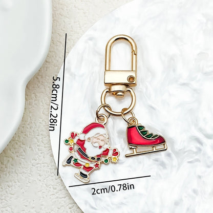Cute Christmas Tree Santa Claus Elk Alloy Enamel Christmas Bag Pendant Keychain