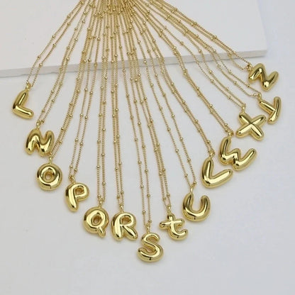 Copper Brass Minimalist Letter Pendant Necklace