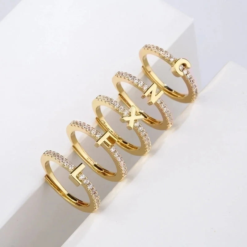 Fashion Geometric Copper Zircon Rings In Bulk