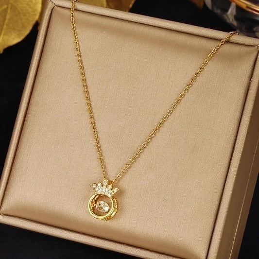 3 Pieces Elegant Minimalist Leaf Four Leaf Clover Insect Stainless Steel Plating Inlay Zircon Pendant Necklace