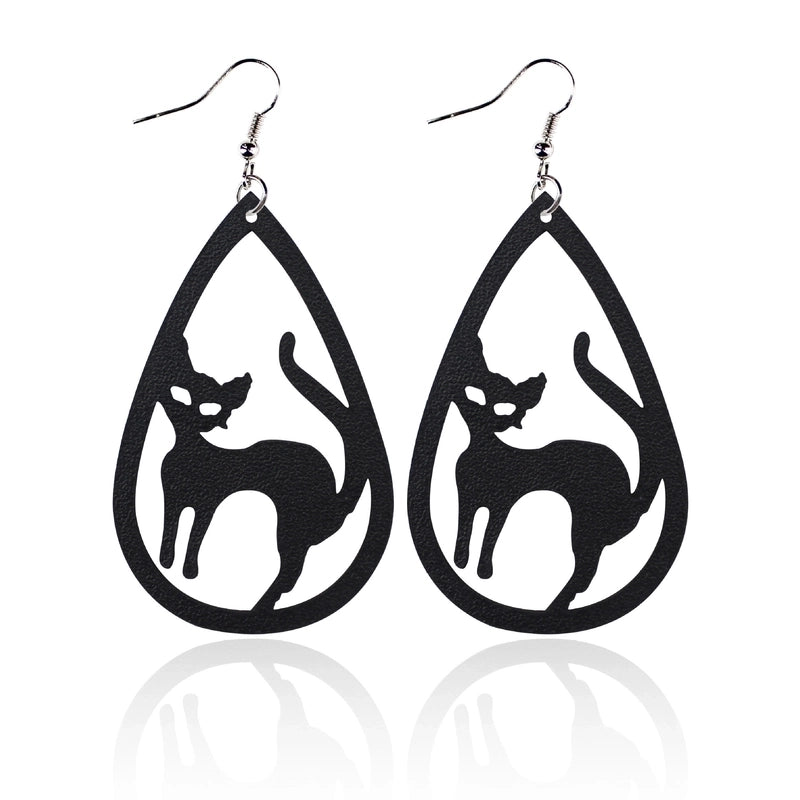 1 Pair Punk Water Droplets Pu Leather Drop Earrings