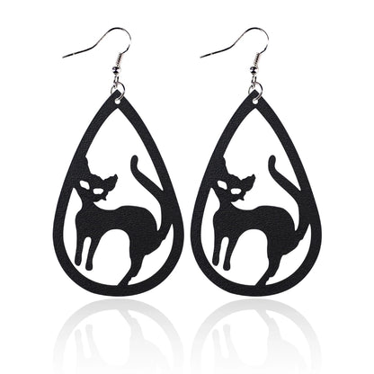 1 Pair Punk Water Droplets Pu Leather Drop Earrings