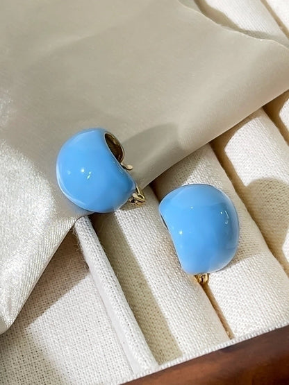 1 Pair Exaggerated Minimalist Solid Color Enamel Stainless Steel 18K Gold Plated Earrings
