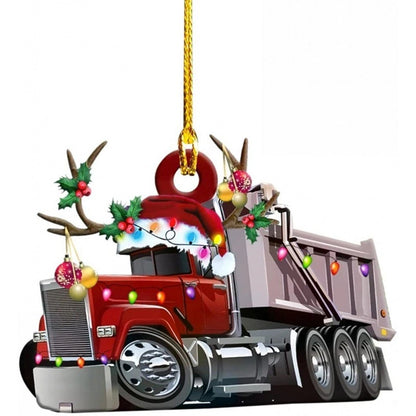 Christmas Tree Decoration Truck Steamboat Excavator Fire Truck Jeep Hanging Pendant Christmas Party Gift