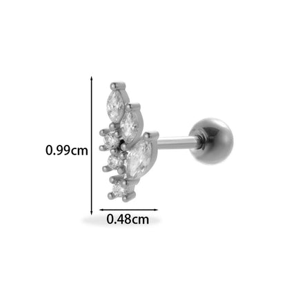 1 Piece Ear Cartilage Rings & Studs Minimalist Classic Style Pentagram Heart Shape Flower 316L Stainless Steel Copper Plating Inlay Zircon