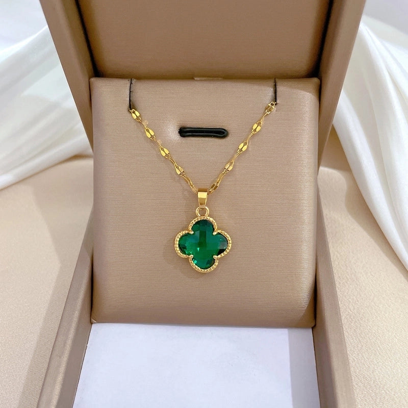 Fashion Geometric Titanium Steel Copper Plating Artificial Diamond Necklace