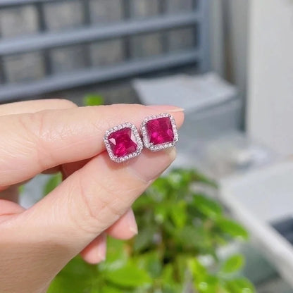 1 Pair Fashion Square Inlay Copper Zircon White Gold Plated Ear Studs