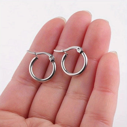 1 Pair Basic Minimalist Commute Round 304 Stainless Steel 18K Gold Plated Earrings