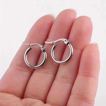 1 Pair Basic Minimalist Commute Round 304 Stainless Steel 18K Gold Plated Earrings