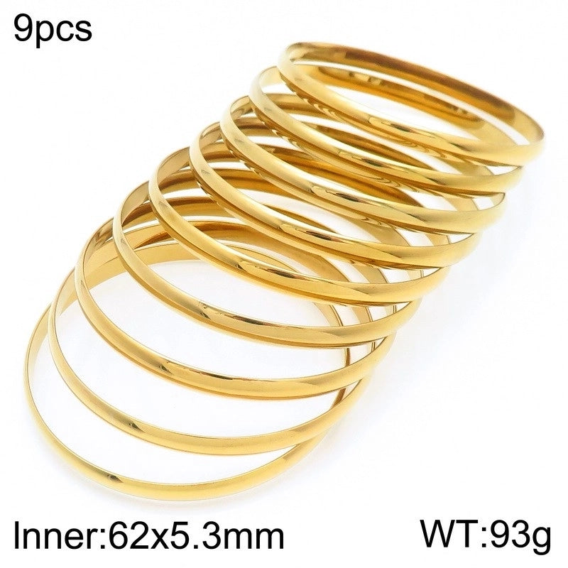 Minimalist Round Stainless Steel 18K Gold Plated Bangle In Bulk