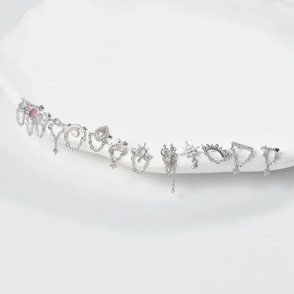 1 Piece Ear Cartilage Rings & Studs Elegant Glam Flower 304 Stainless Steel Copper Inlay Zircon