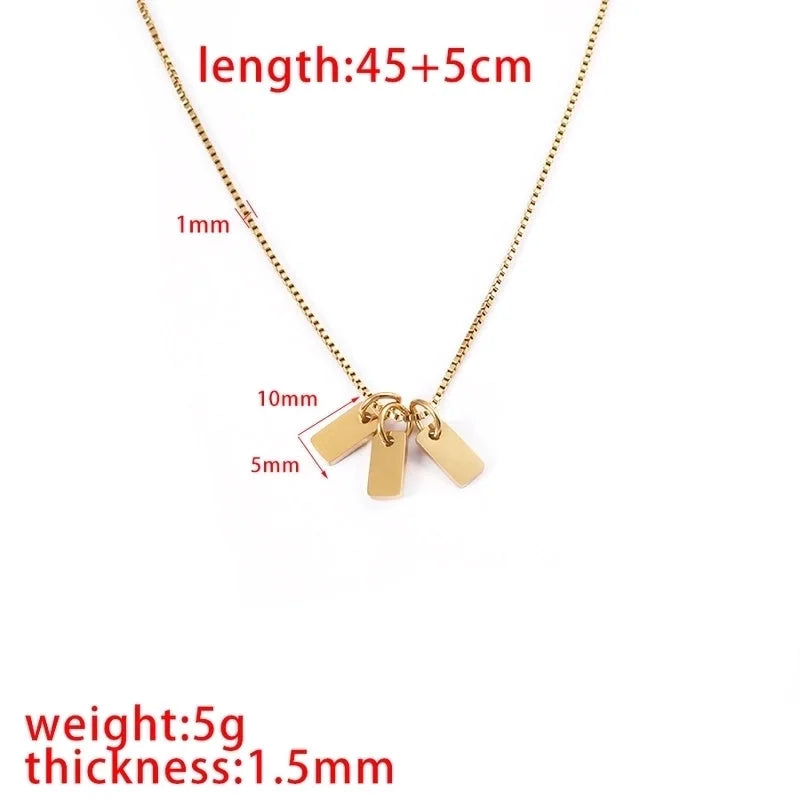 Minimalist Rectangle Titanium Steel Pendant Necklace