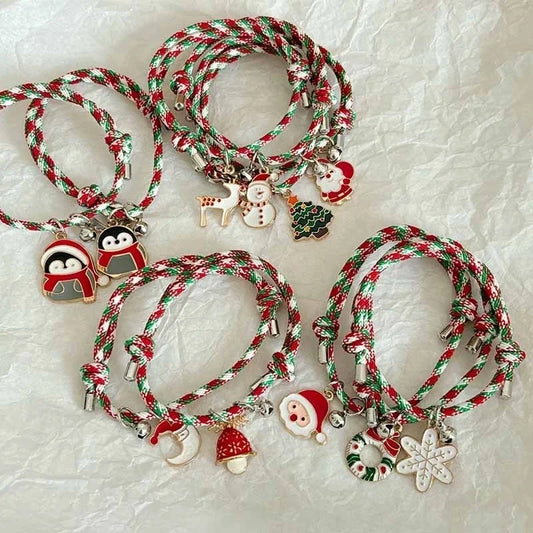 Christmas Bracelet Cartoon Creative Couple Girlfriends Bell Bracelet Female Suction Bracelet Adjustable Bracelet Gift