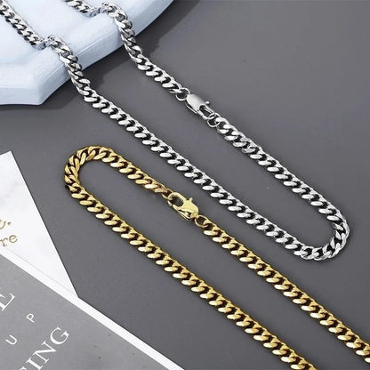 Hip-Hop Geometric Titanium Steel 18K Gold Plated Plating Bracelets Necklace