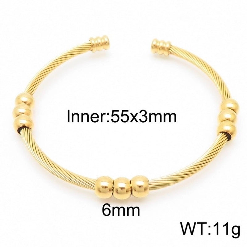 Minimalist Streetwear Solid Color Stainless Steel 18K Gold Plated Bangle In Bulk