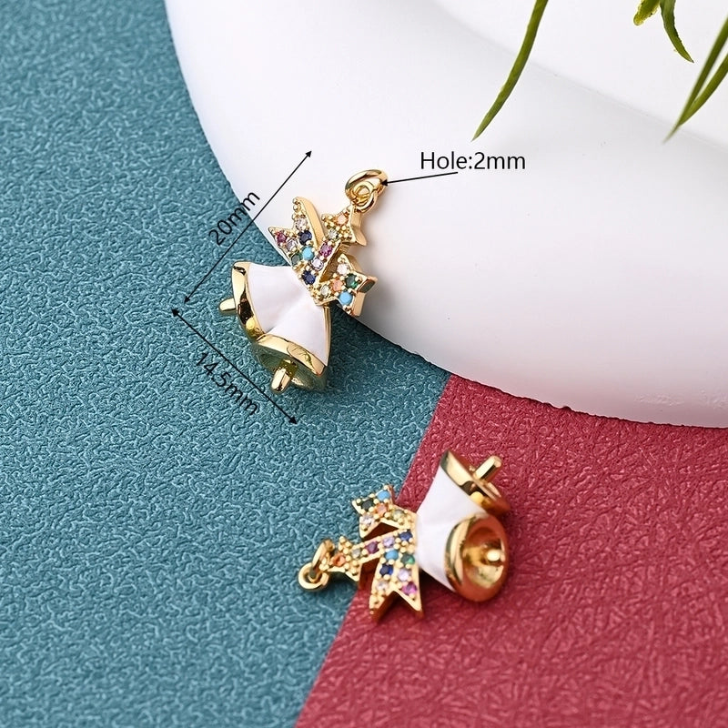 1 Pc/Package 11.5x10mm 15x15mm 19x17mm Hole 2~2.9mm Hole 3~3.9mm Copper Zircon 18K Gold Plated White Gold Plated Christmas Hat Christmas Socks Bell Polished Pendant Jewelry Accessories