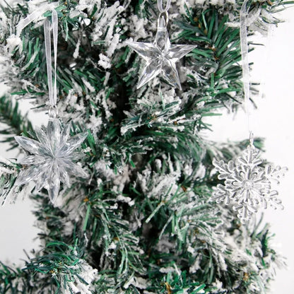 Christmas Shiny IG Style Snowflake Plastic Party Festival Hanging Ornaments Decorations Hanging Ornaments