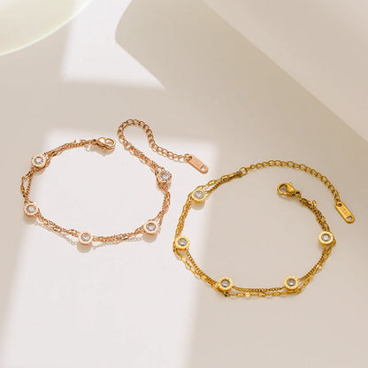 Women Number Geometric Titanium Steel 18K Gold Plated Bracelets