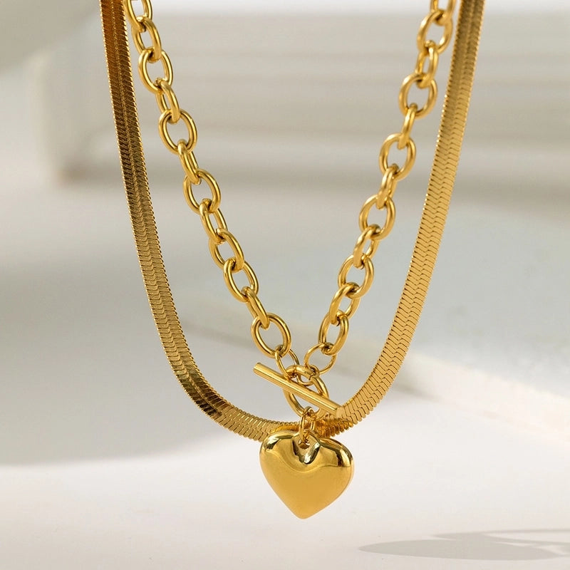 Modern Style Classic Style Devil's Eye Oval Heart Shape Titanium Steel Plating Stainless Steel Necklaces