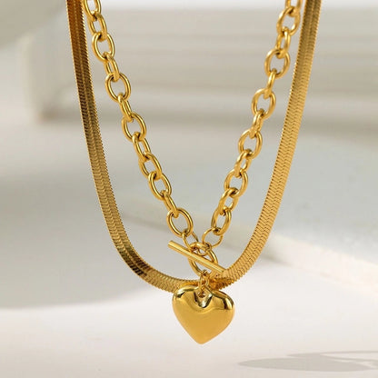 Modern Style Classic Style Devil's Eye Oval Heart Shape Titanium Steel Plating Stainless Steel Necklaces