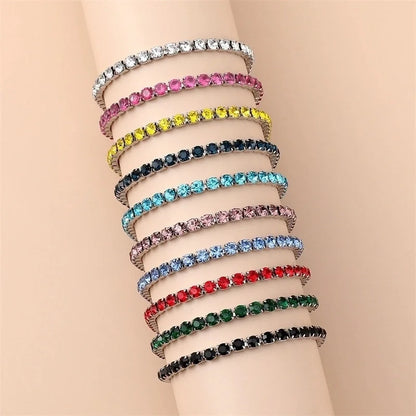 3 Pieces Minimalist Shiny Geometric 304 Stainless Steel Rhinestones Bracelets In Bulk