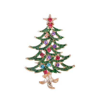 Cute Pin Christmas Tree Wreath Zinc Alloy Enamel Plating Inlay Rhinestones Unisex Brooches