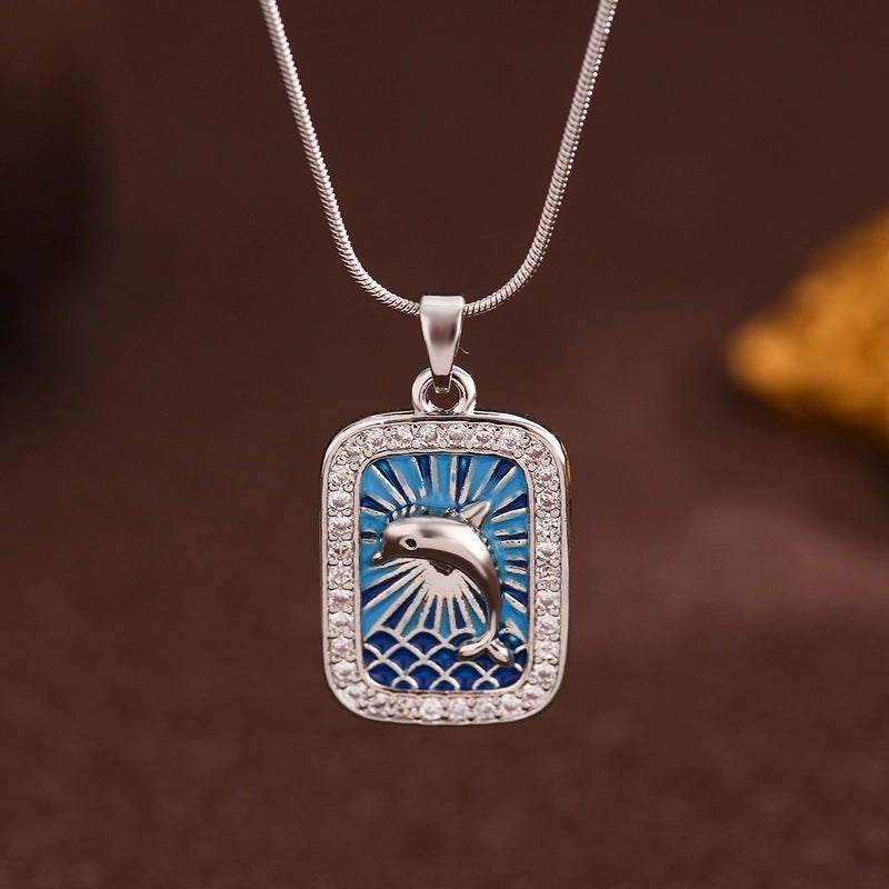 Vintage Style Minimalist Sun Moon Titanium Steel Copper Plating Pendant Necklace