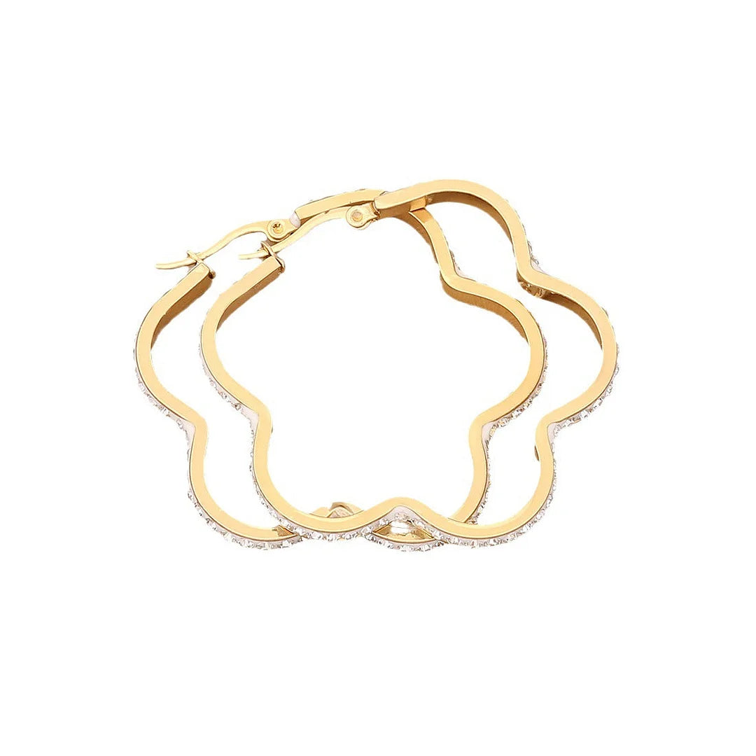 Expressive Quadrilateral Triangle Geometric Stainless Steel Diamond Inlay Earrings