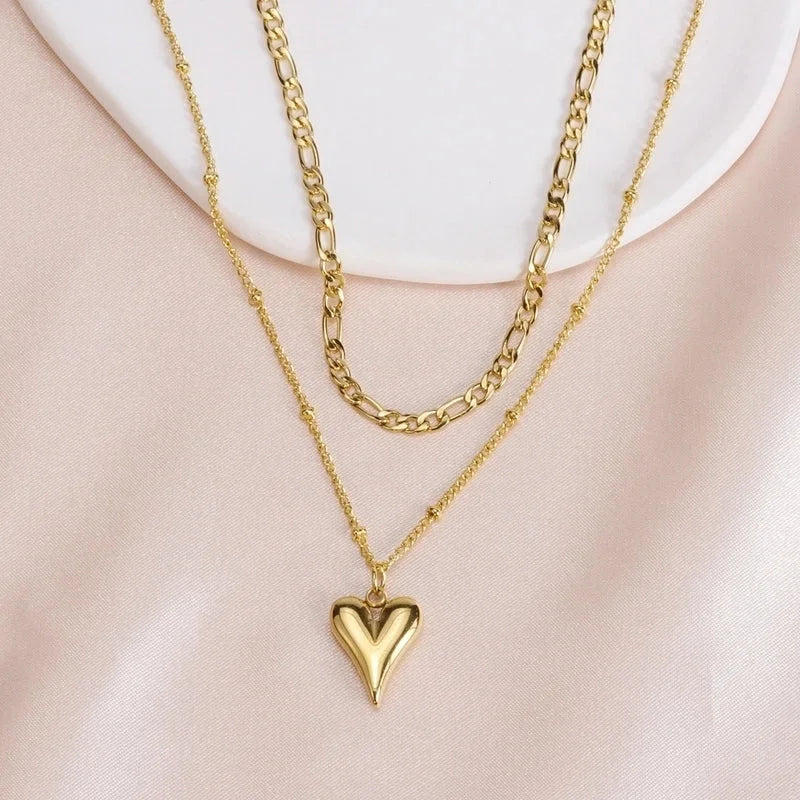 Minimalist Classic Style Heart Shape 304 Stainless Steel Pendant Necklace