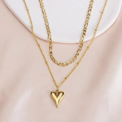Minimalist Classic Style Heart Shape 304 Stainless Steel Pendant Necklace