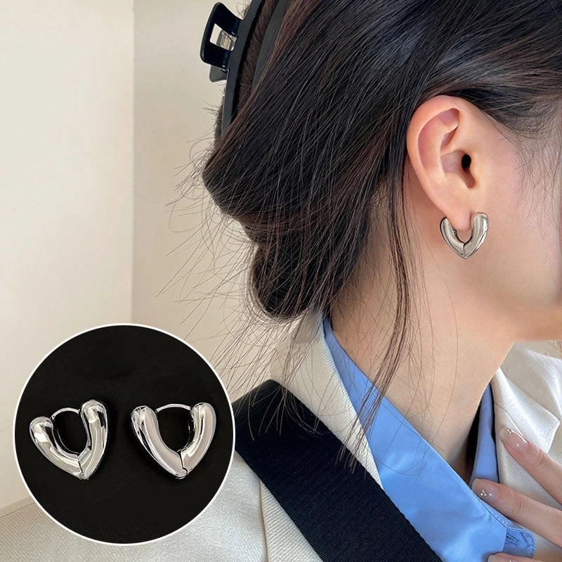 Korean Style S925 Silver Needle Personalized Geometric Double-layer Cross Circle Earrings Women's Retro Fashion Creative Earrings Ear Buckle Fashion