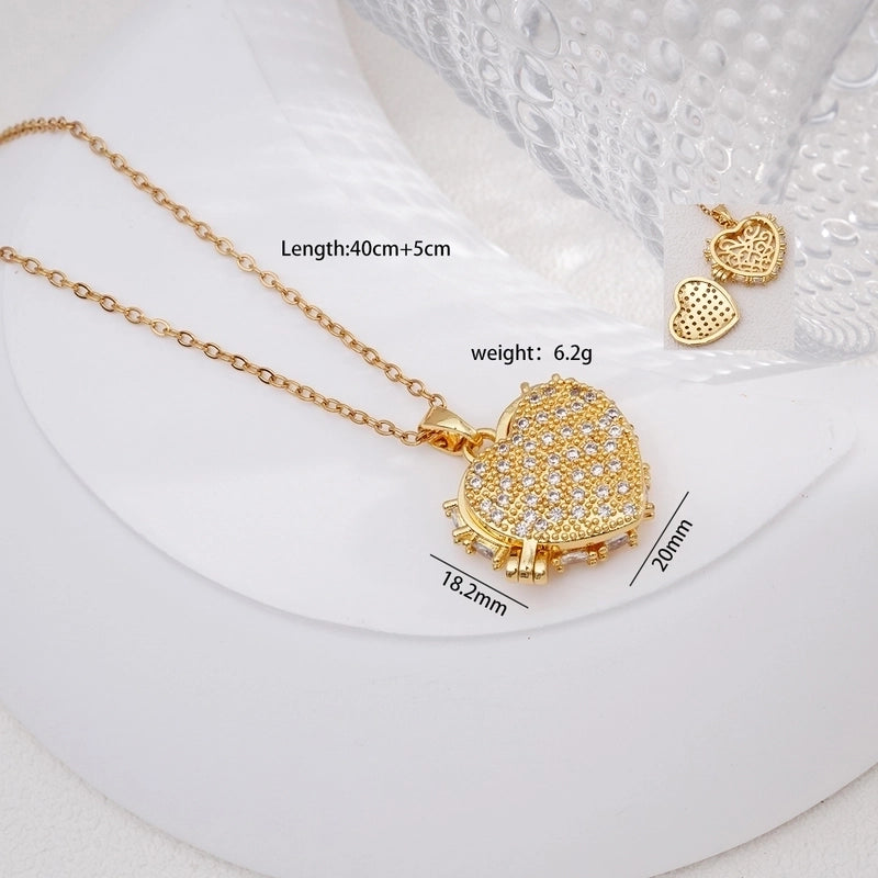 304 Stainless Steel Copper Heart Shape Pendant Necklace