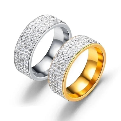 Fashion Geometric Stainless Steel Artificial Gemstones 18K Gold Plated Diamond Rings