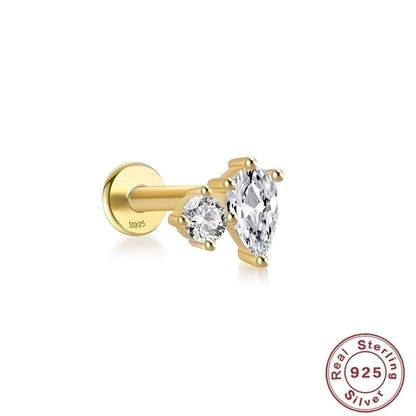 1 Piece Ear Cartilage Rings & Studs Fashion Geometric 925 Sterling Silver Plating Zircon