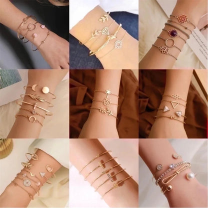 1 Set Minimalist Star Heart Shape Butterfly Stainless Steel Metal 18k Gold Plated Gold Plated Silver Plated Turquoise Rhinestones Zircon Bangle