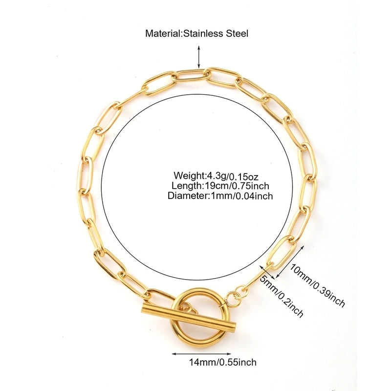 Minimalist Geometric 304 Stainless Steel Paperclip Chain Bracelets In Bulk