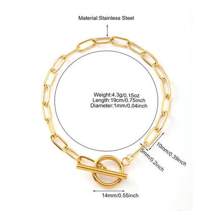 Minimalist Geometric 304 Stainless Steel Paperclip Chain Bracelets In Bulk