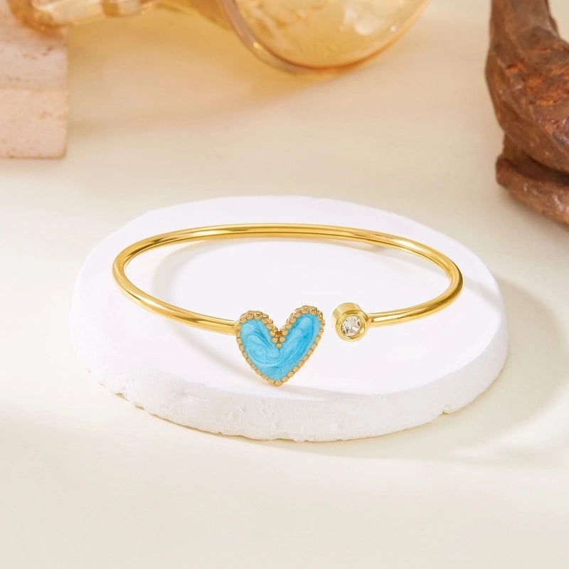 Casual Elegant Lady Heart Shape 304 Stainless Steel Bangle In Bulk