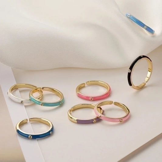 Minimalist Round Copper 18k Gold Plated Zircon Open Ring In Bulk