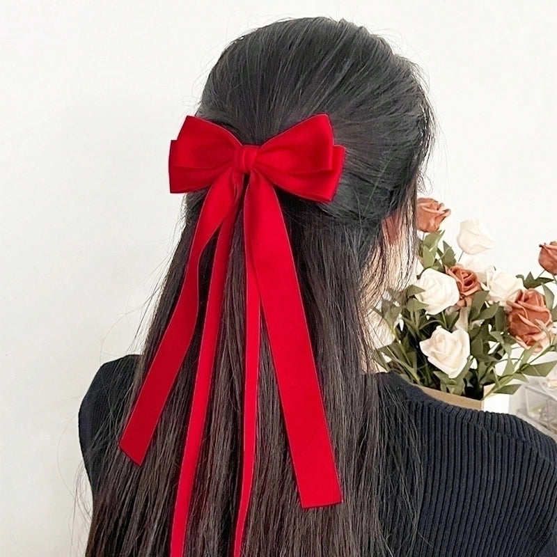 Sweet Girl Bow Ribbon Hairpin Japanese And Korean Style Simple High Sense Back Head Hairpin Internet Celebrity Hair Accessories