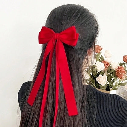 Sweet Girl Bow Ribbon Hairpin Japanese And Korean Style Simple High Sense Back Head Hairpin Internet Celebrity Hair Accessories