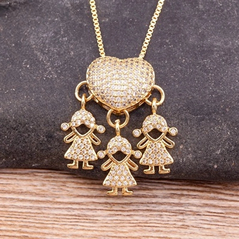 2 Pieces Exaggerated Novelty Modern Style Human Copper Plating Inlay 18K Gold Plated Zircon Pendant Necklace