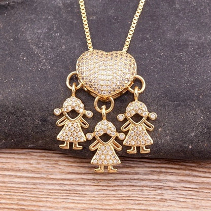 2 Pieces Exaggerated Novelty Modern Style Human Copper Plating Inlay 18K Gold Plated Zircon Pendant Necklace