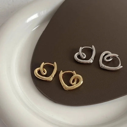 1 Pair Minimalist Heart Shape Plating Copper Hoop Earrings