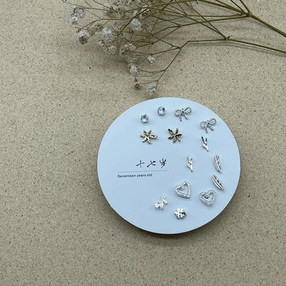 2 Pieces Minimalist Commute Geometric Inlay Copper Zircon Drop Earrings