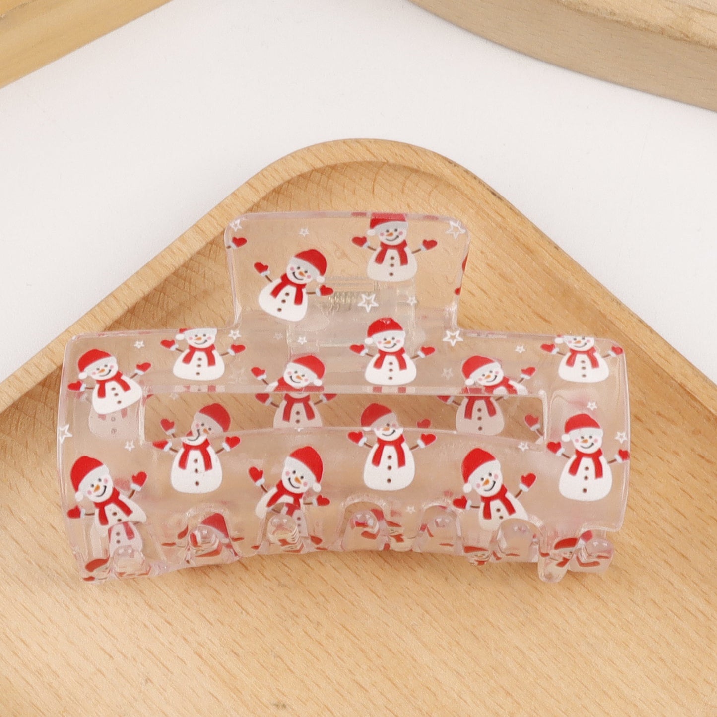 2 Pieces Christmas Transparent Claw Clip Gingerbread Man Christmas Tree Pattern Hair Clip Atmosphere Shark Clip Hair Accessory